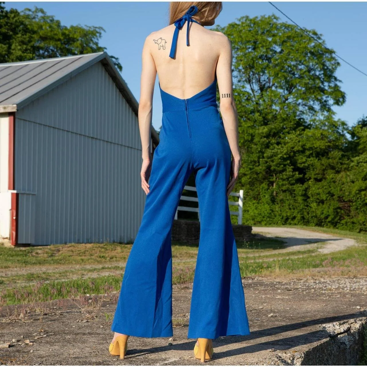 70s Blue Halter Jumpsuit — Sweet Dahlia Vintage